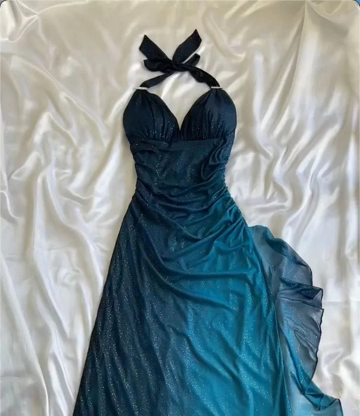 Gorgeous Shiny Beaded Sweetheart Halter-neck Long Sheath Prom Dress Party Dress Evening Dress DP6461
