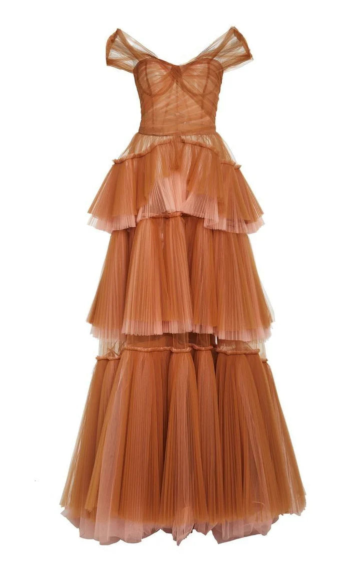 Vintage Elegant A-Line Tiered Prom Dress Long Sweetheart Evening Dress Chiffon Formal Dress, DP6588