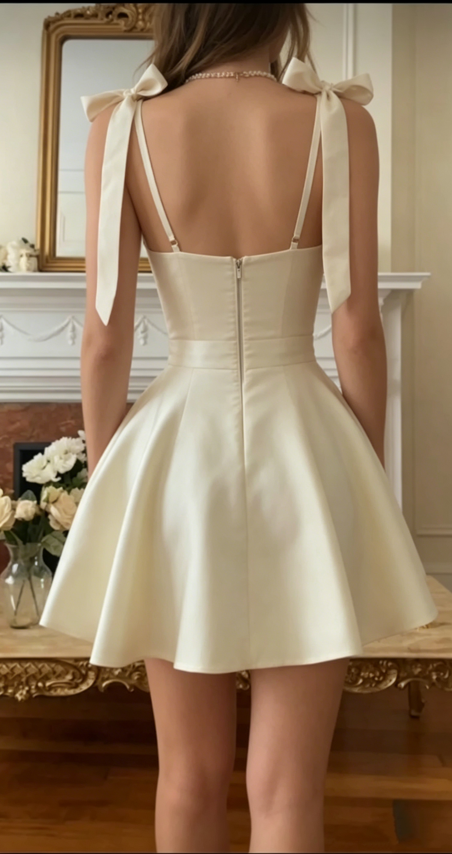 Jolie Mini Robe de Bal A-Line Blanche à Bretelles Robe d'Anniversaire DP2885