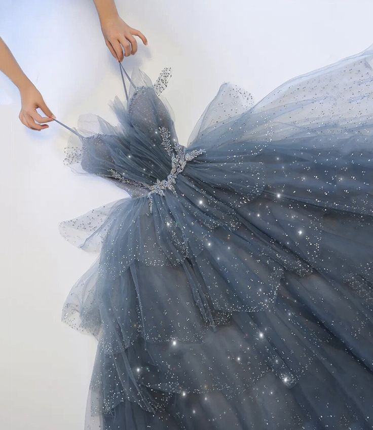 A-Linie Prinzessin Grau Perlenbesetzt Langes Abendkleid,DS0377