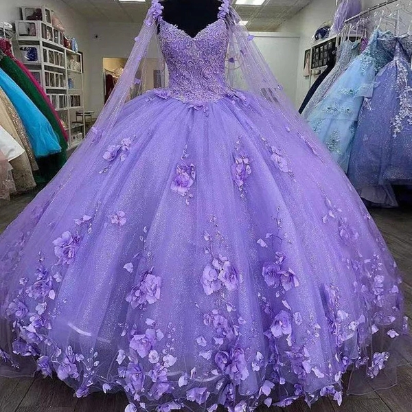 Jolies robes de Quinceanera lilas, robe Sweet 16, robe de bal avec appliques, DS4352