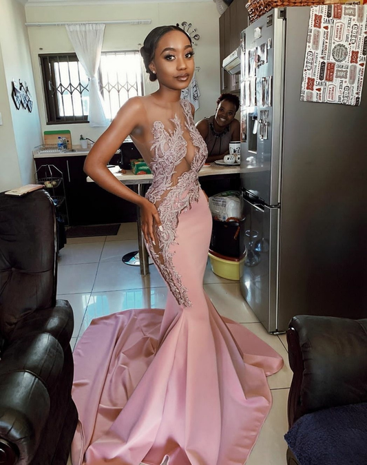 Black Girl Pink Black Girl Prom Dress Long Evening Gowns,BL18610