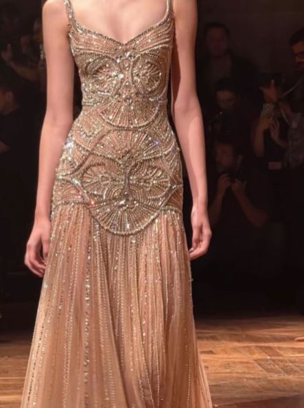 Vintage Sparkling Beaded Mermaid Straps Evening Dress DP8083