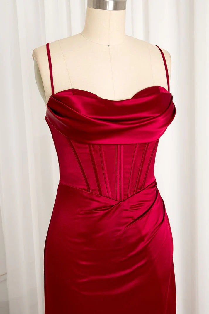 Bezauberndes rückenfreies Meerjungfrau-Kleid aus Satin mit Schnürung, langes Ballkleid, Partykleid, Abendkleid DP6492