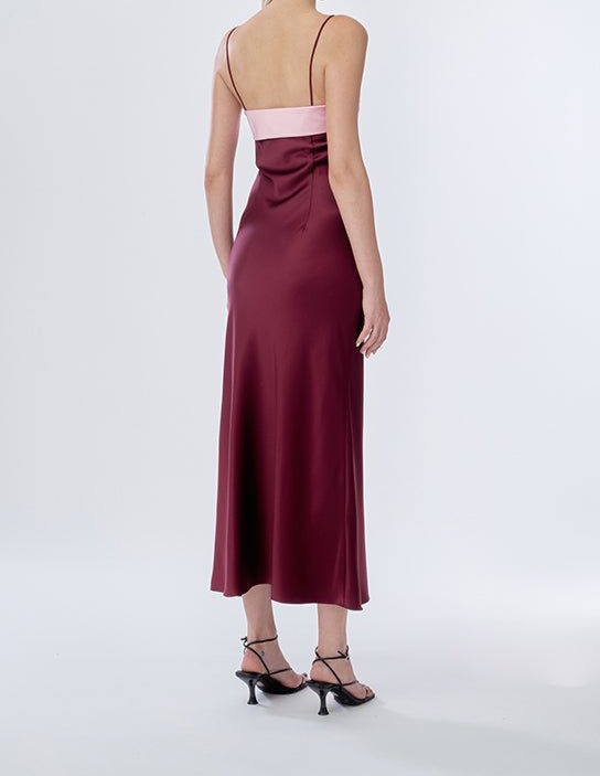 Burgundy Spaghetti Straps Simple Party Dress Wedding Guest Dress, DP2833
