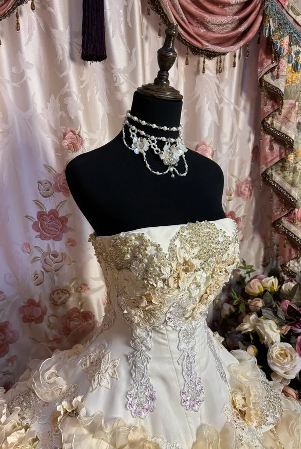 Gorgeous Strapless Ruffles Sweet 16 Quinceanera A-Line Evening Dress Ball Gown DP6286
