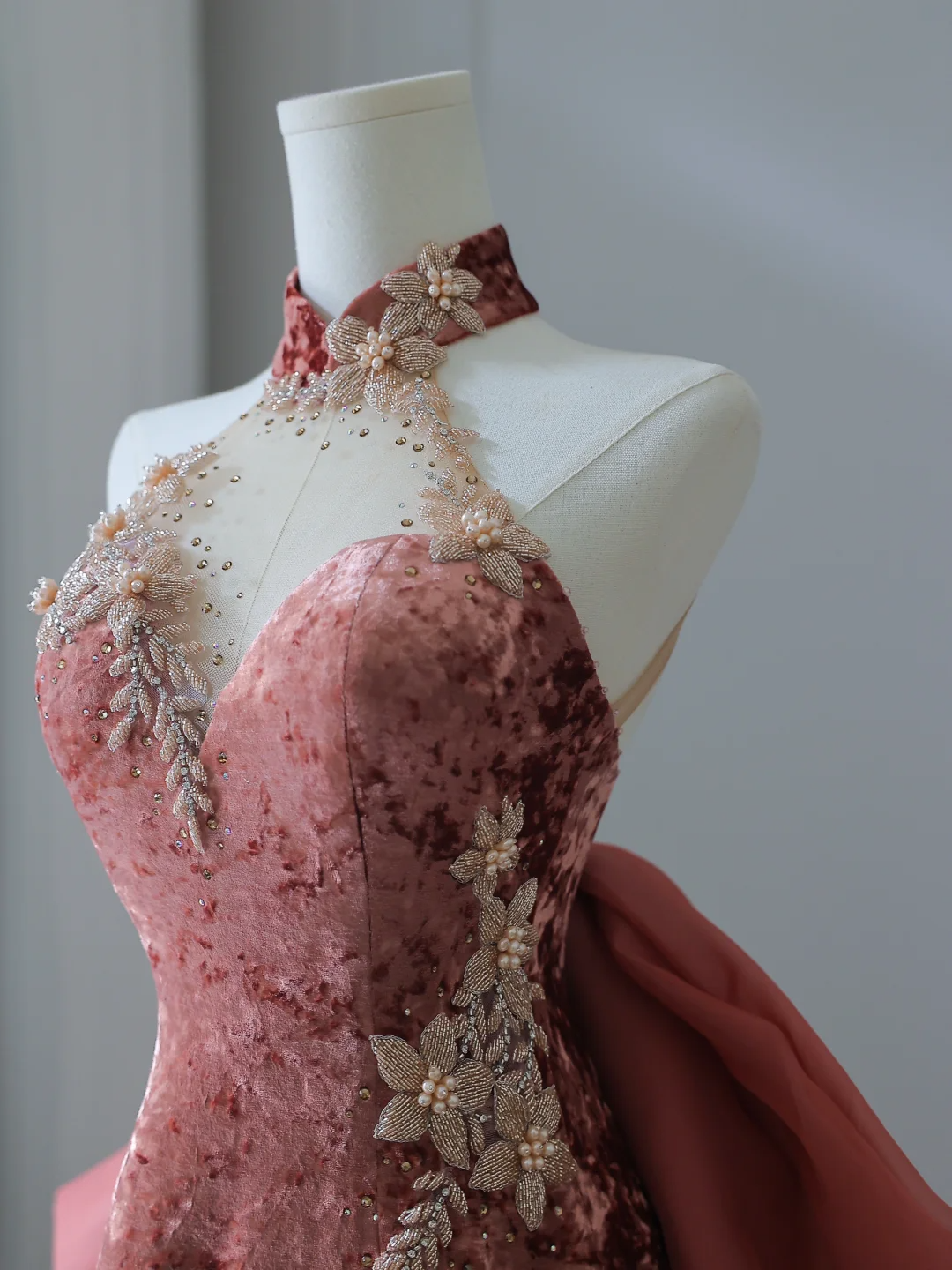 Elegant Halter Backless Sheath Velvet Long Formal Prom Dresses Evening Gowns, DP5144