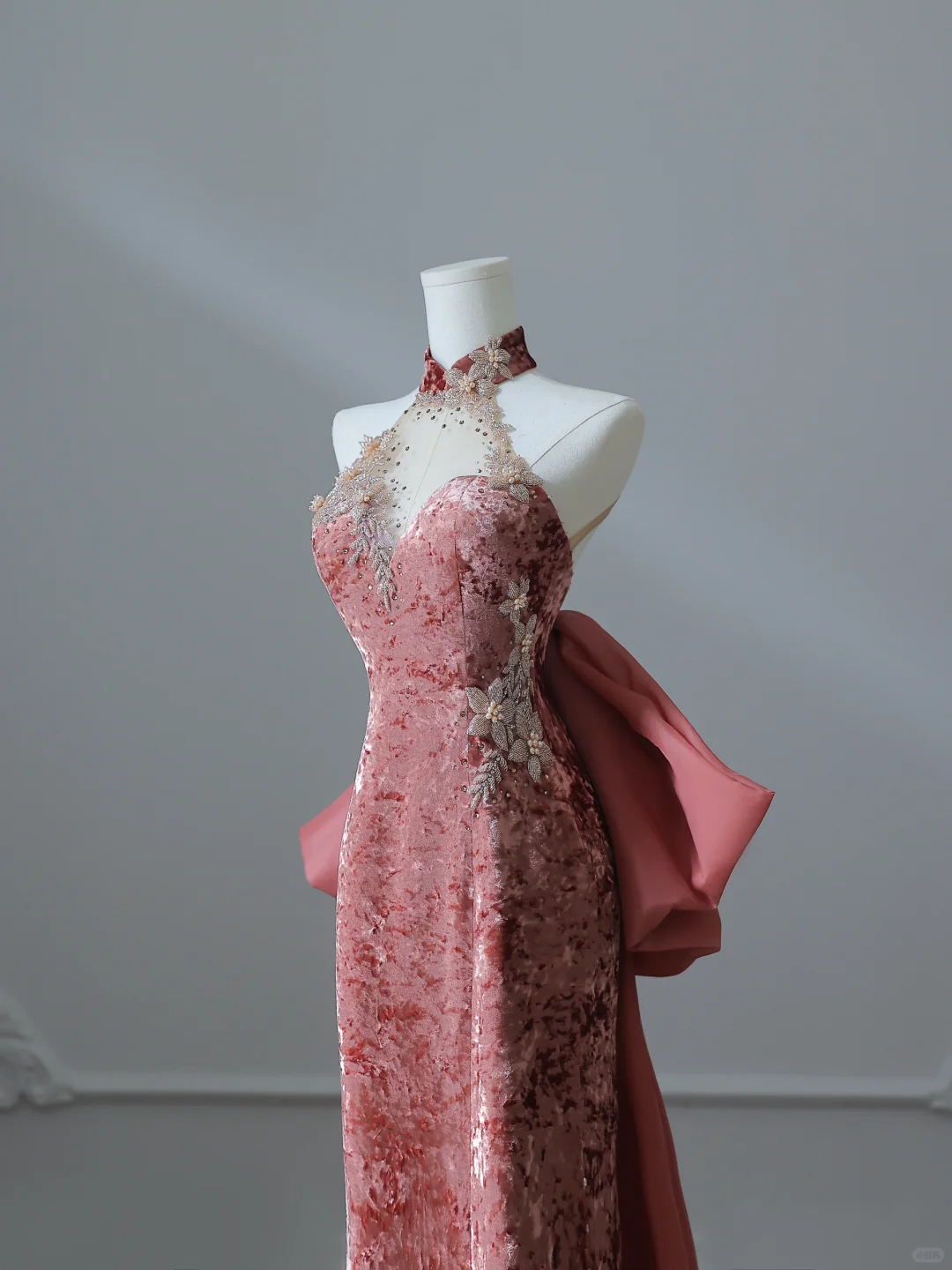 Elegant Halter Backless Sheath Velvet Long Formal Prom Dresses Evening Gowns, DP5144