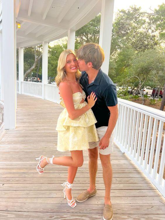 Light Yellow Strapless A-Line Short Summer Dress Homecoming Dress, DP3 DSProm Light Yellow Strapless A-Line Short Summer Dress Homecoming Dress, DP3 DSProm