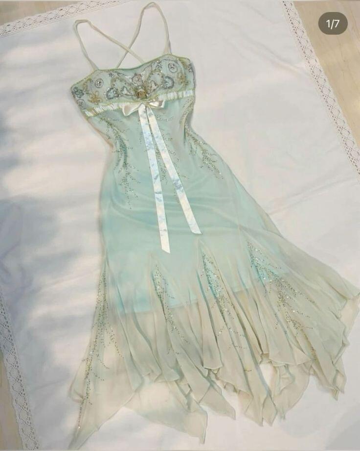 Light Blue Straps Beading Fairy Birthday Outfits Vintage Long Prom Dress, DP3300