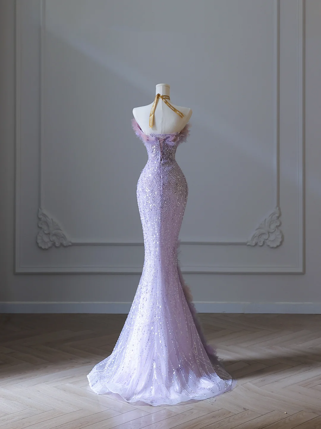 Lilac Sweetheart Mermaid Beading Birthday Outfits Prom Dress Evening Gowns, DP5145