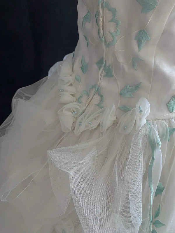 Retro Embroidery Off-the-shoulder Chiffon Tulle Sweet 16 Quinceanera A-Line Evening Dress Ball Gown DP6288