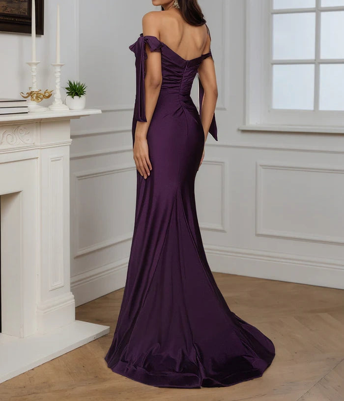 Elegant Purple Off-the-Shoulder Mermaid Prom Dress DP8483