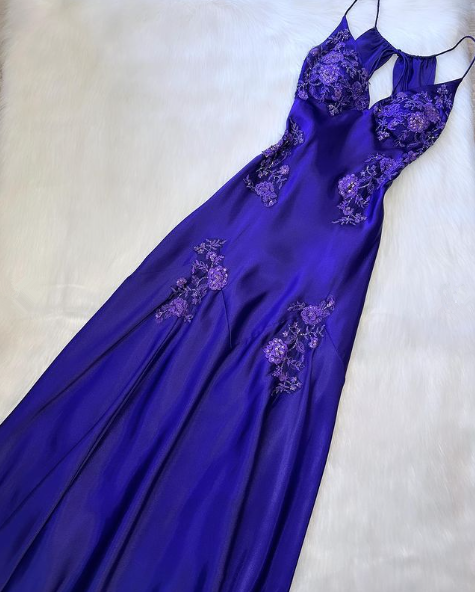 Hellviolettes Meerjungfrau-Abendkleid im Vintage-Stil mit V-Ausschnitt und Perlenbesatz, DP2288