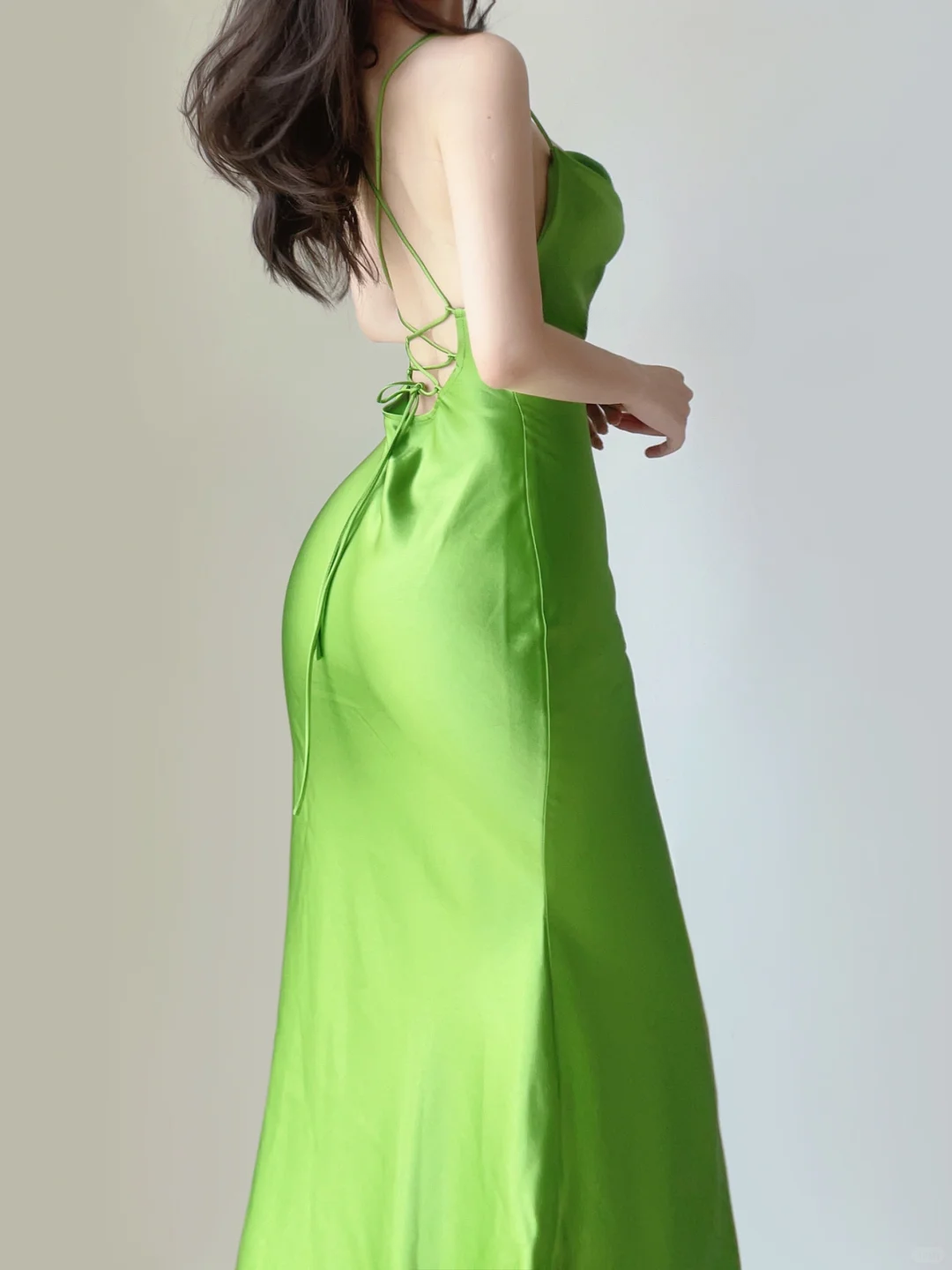 Apple Green Straps Mermaid Satin Long Party Dress Simple Evening Dress, DP5376