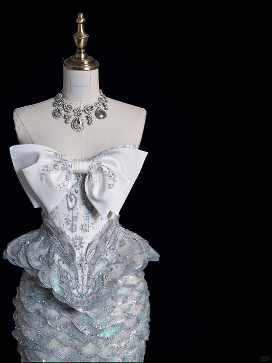 Gorgeous Strapless Mermaid Beading Long Evening Party Dress Birthday Outfits, DP5256