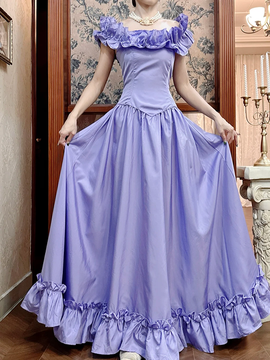 Robe de bal vintage lavande à volants et épaules dénudées pour Sweet 16 Quinceanera DP7943