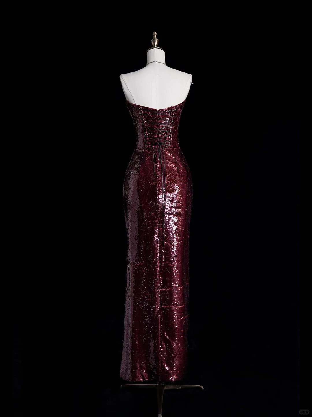 Sexy Burgundy Strapless Sequins Sheath Evening Party Dress Birthday Outfits, DP5257