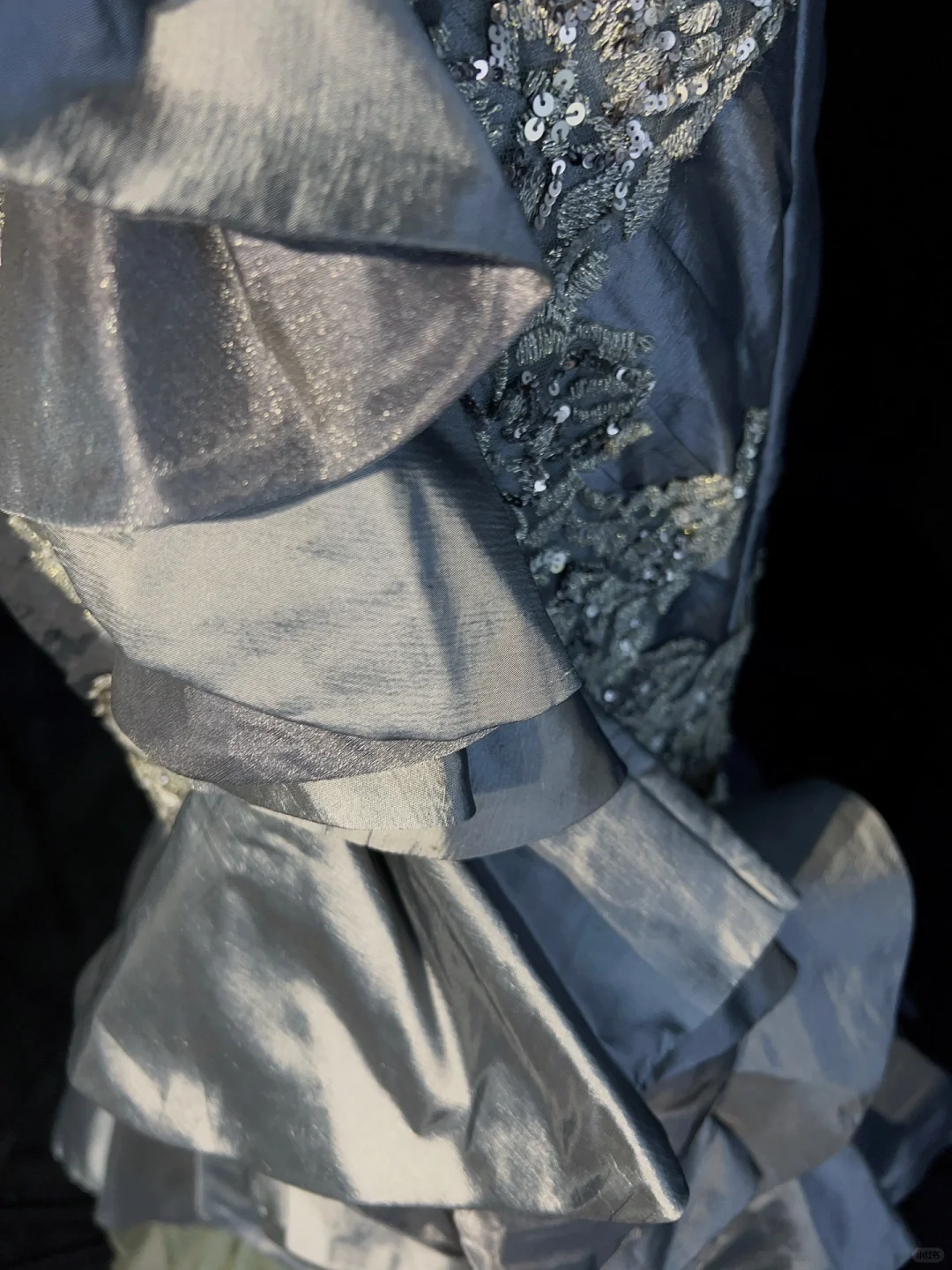 Grey Straps Mermaid Satin Beading Vintage Long Evening Party Dress, DP4887