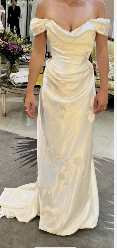 White Off Shoulder A-Line Elegant Wedding Dress Long Party Dress , DP3415