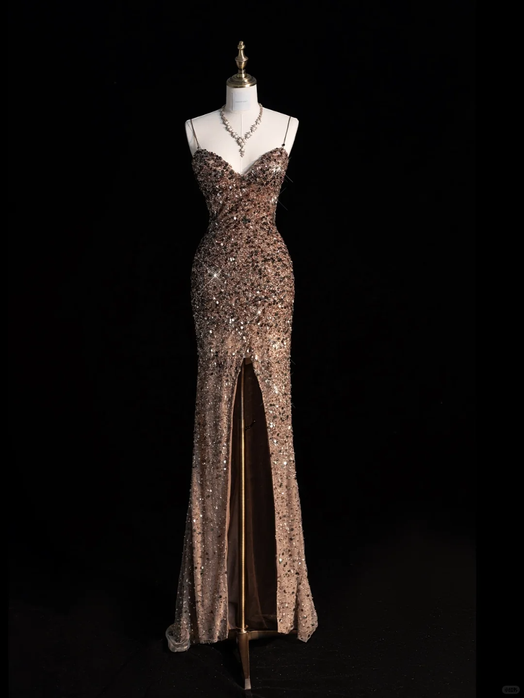 Pretty Spaghetti Straps Mermaid Sequins Long Party Dress Evening Gowns, DP5220