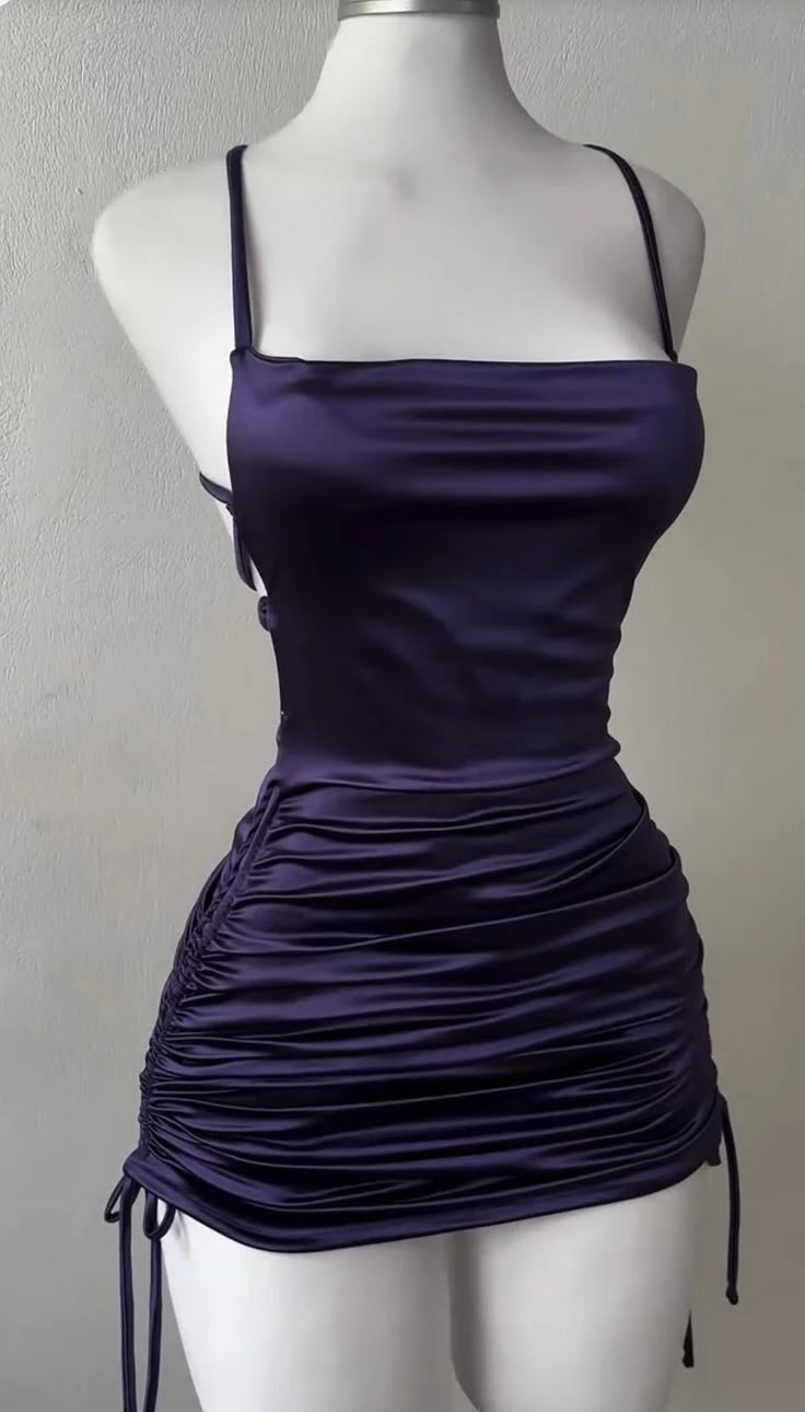 Purple Straps Sheath Satin Backless Short Party Dresses Homecoming Dresses, DP5767