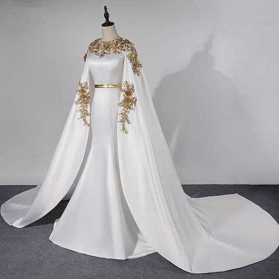 Robe de soirée longue style sirène pour femme musulmane, tenue de bal de Dubaï, caftan arabe, avec appliques en dentelle dorée, DP3493