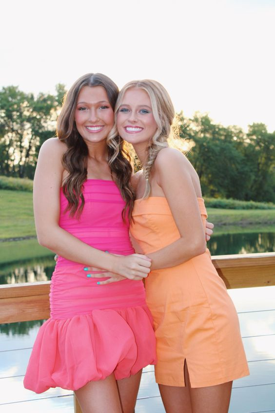 Pink Strapless Sheath Short Homecoming Dress, DP2758