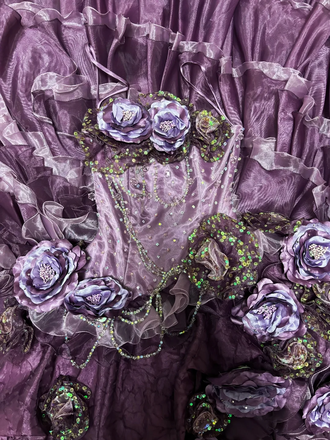 Gorgeous Purple Strapless A-Line Floral Quinceanera Dress Birthday Ball Gown, DP5134