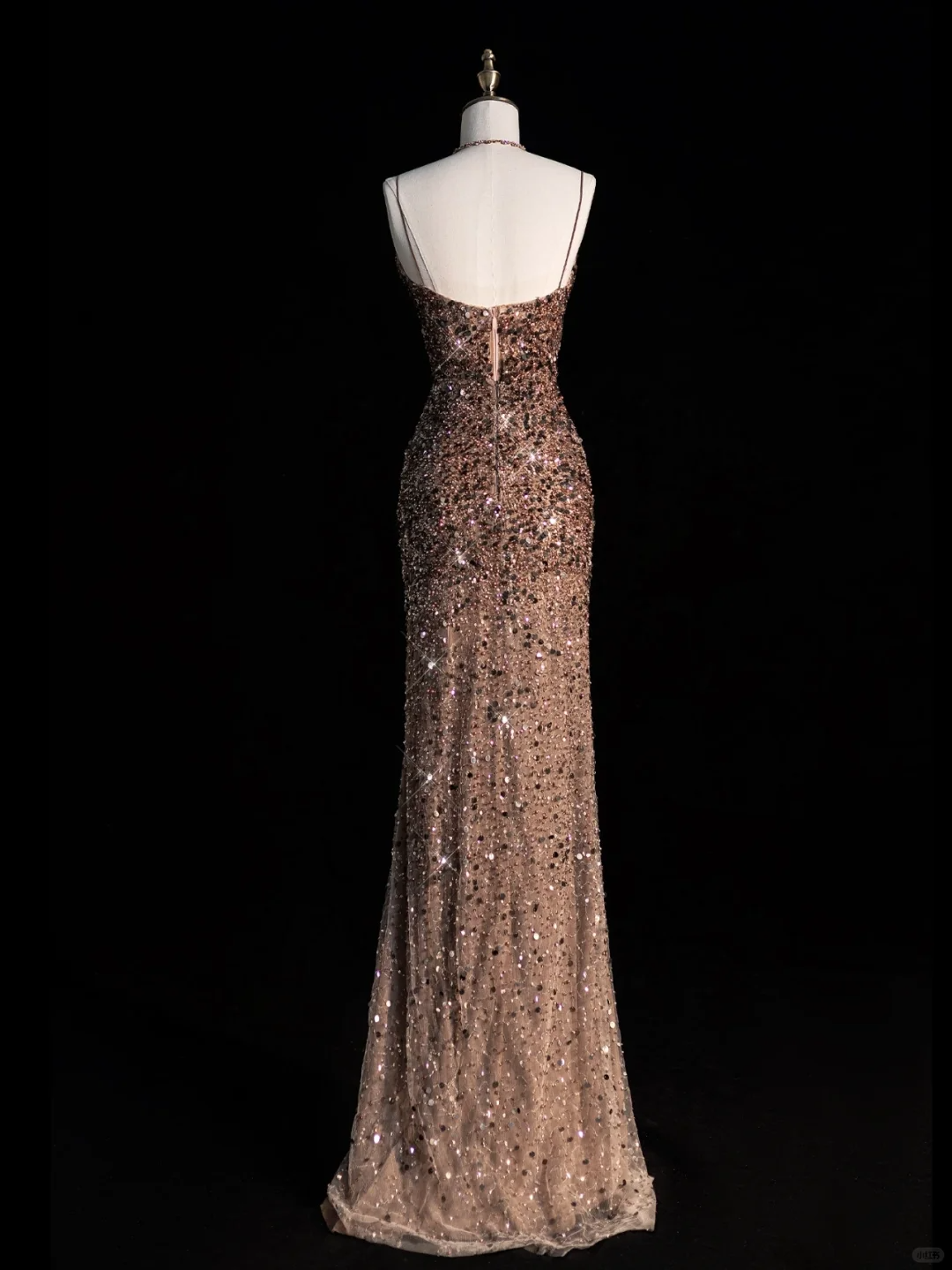 Pretty Spaghetti Straps Mermaid Sequins Long Party Dress Evening Gowns, DP5220