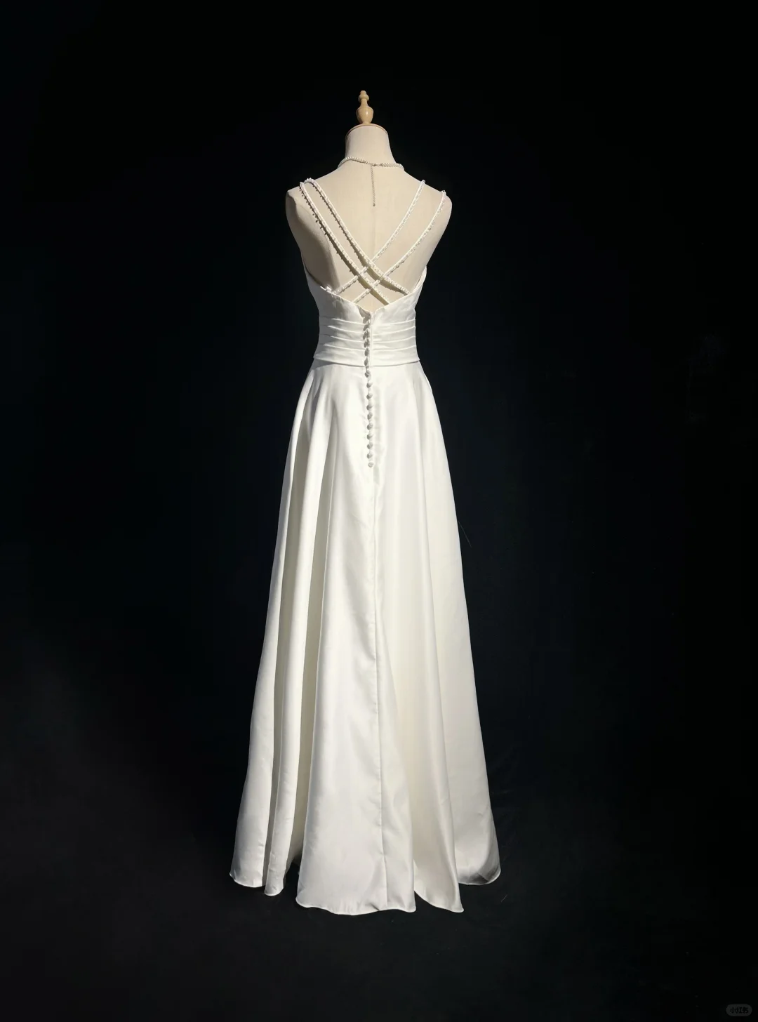 Elegant White Straps A-Line Satin Beading Long Formal Prom Dress Evening Dress, DP5322