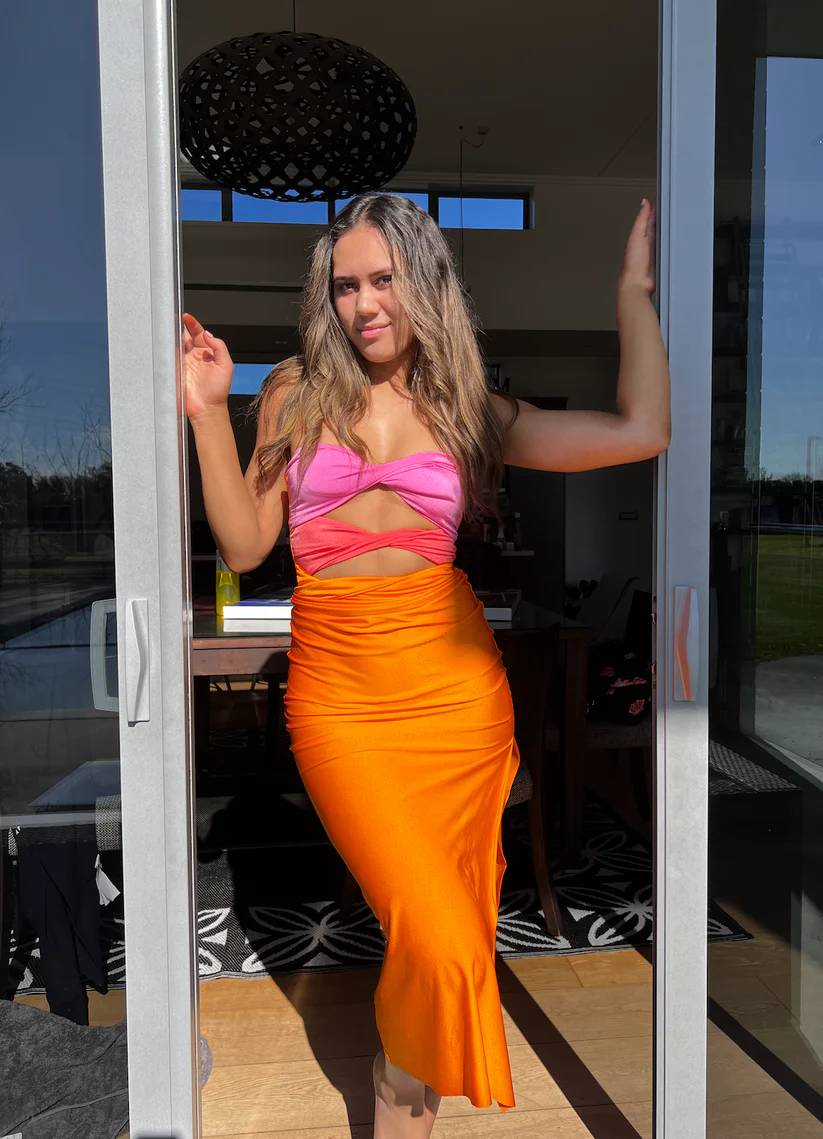 Orange Sweetheart Strapless Sheath Simple Party Dress, DP2339