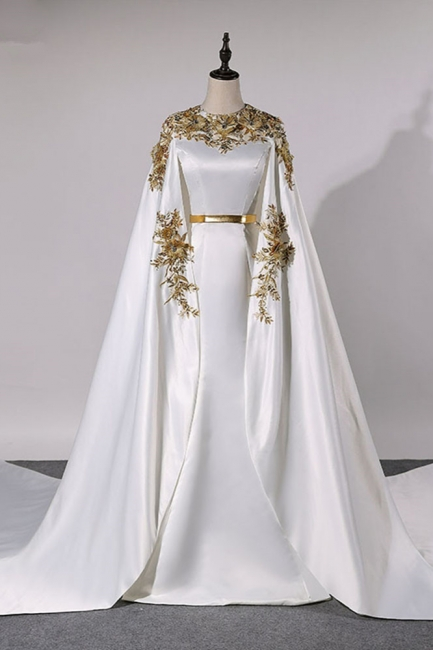 Robe de soirée longue style sirène pour femme musulmane, tenue de bal de Dubaï, caftan arabe, avec appliques en dentelle dorée, DP3493