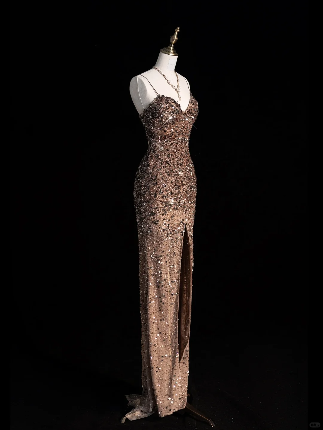 Pretty Spaghetti Straps Mermaid Sequins Long Party Dress Evening Gowns, DP5220