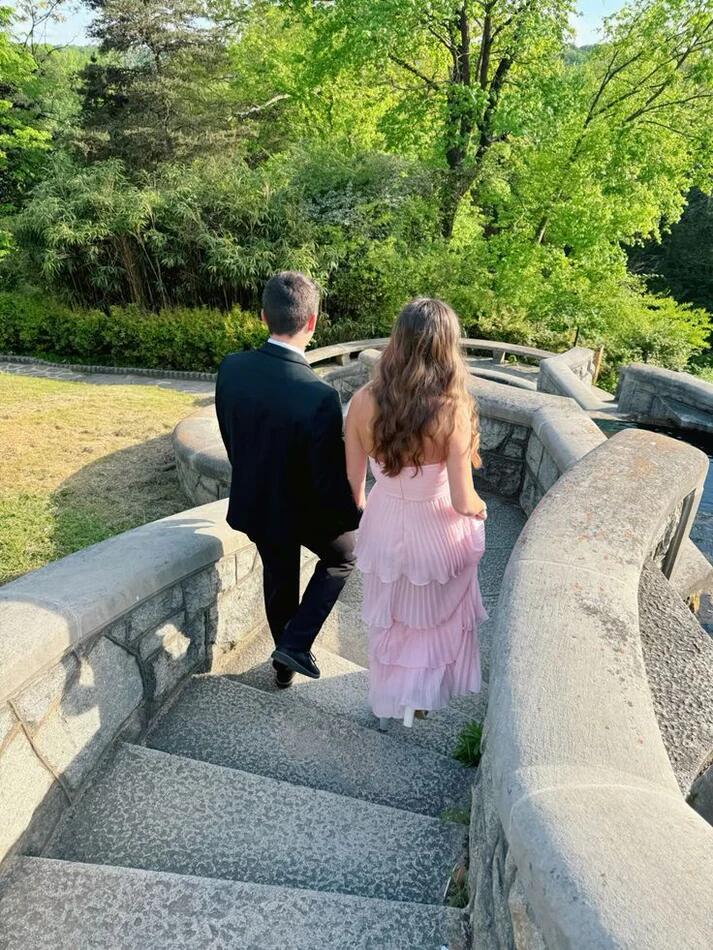 Pink Strapless A-Line Tiered Long Prom Dress Evening Party Dress, DP3218