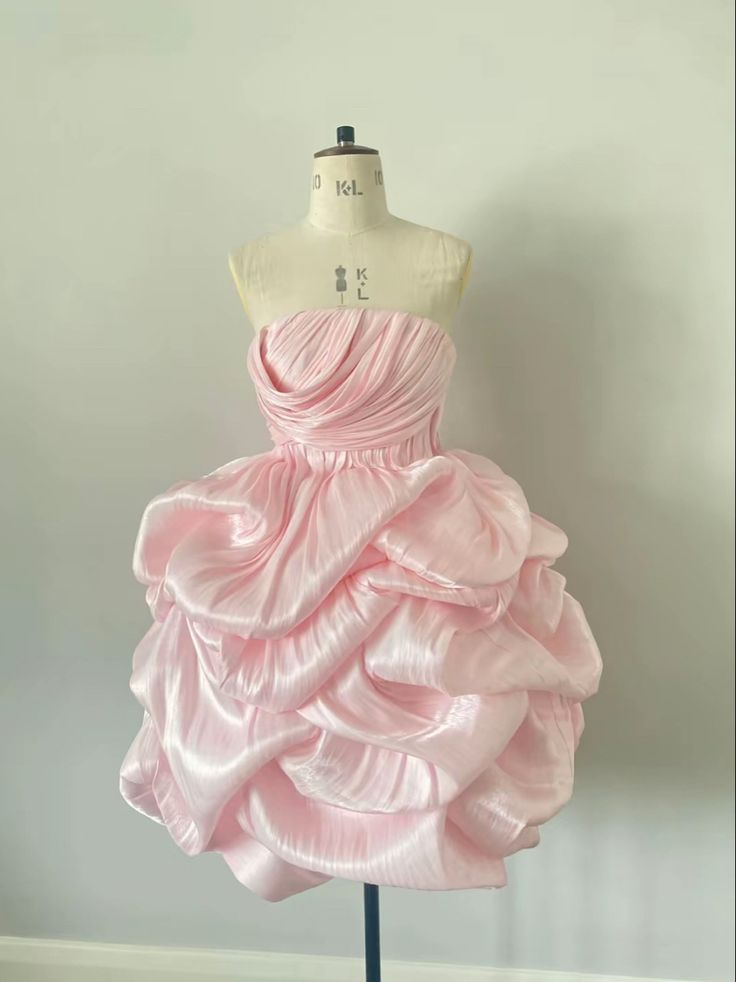 Fairy Pink Strapless A-Line Short Party Dresses Birthday Dresses Hoco Dresses, DP5731