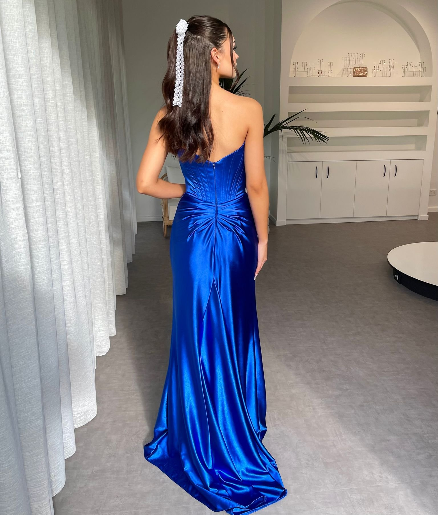 Royal Blue Strapless Sexy Formal Evening Dress with Split, DP2697