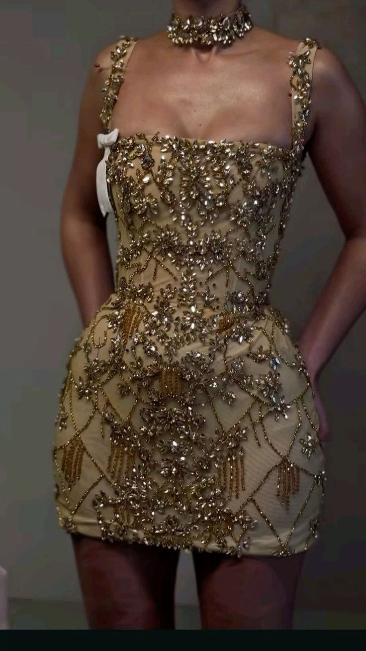 Stunning Champagne Straps Sheath Beaded Short Party Dresses Birthday O – DSProm