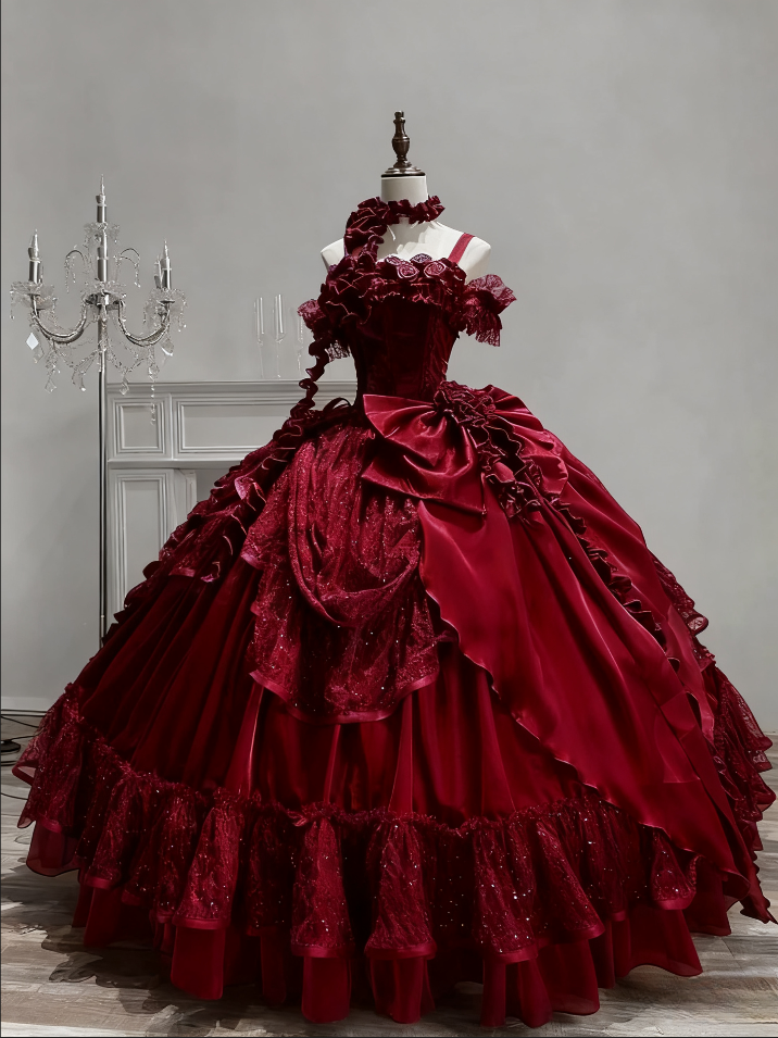 Robe de bal d'anniversaire bleu roi à bretelles gothiques, DP4256