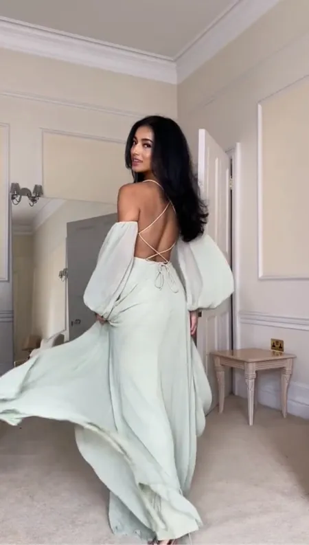 Light Blue Off The Shoulder A-Line Elegant Long Party Dress, DP2591