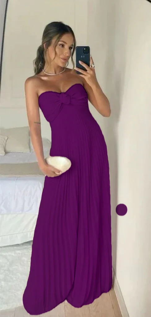 Pink Strapless A-Line Pleated Elegant Long Prom Dress Wedding Guest Dress, DP3372