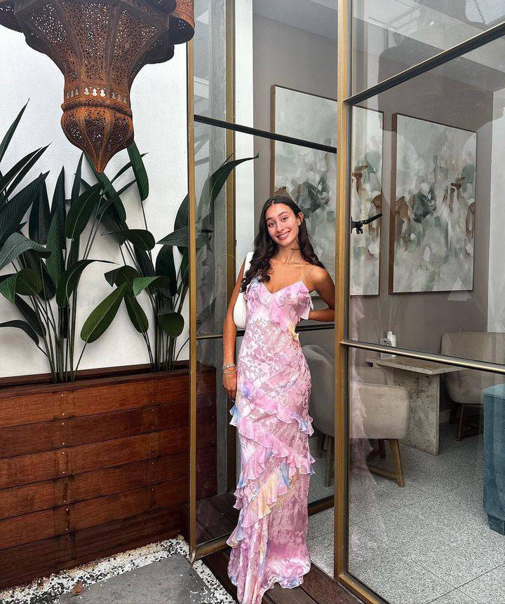 Pink Spaghetti Straps Backless Ruffles Long Prom Dress,DP1757