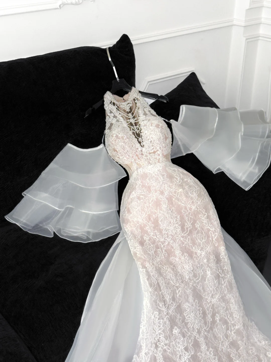 Elegantes Elfenbein-Applikationsdesign Meerjungfrau-Brautkleid, Ballkleid, Abendkleid DP6220