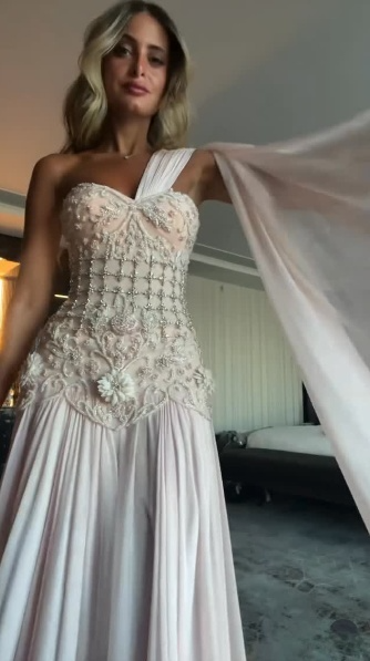 Unique Pink Applique Beaded Prom Dress Sheath Pleated Evening Gown One-shoulder Party Dress Floor-length Formal Dress DP6880