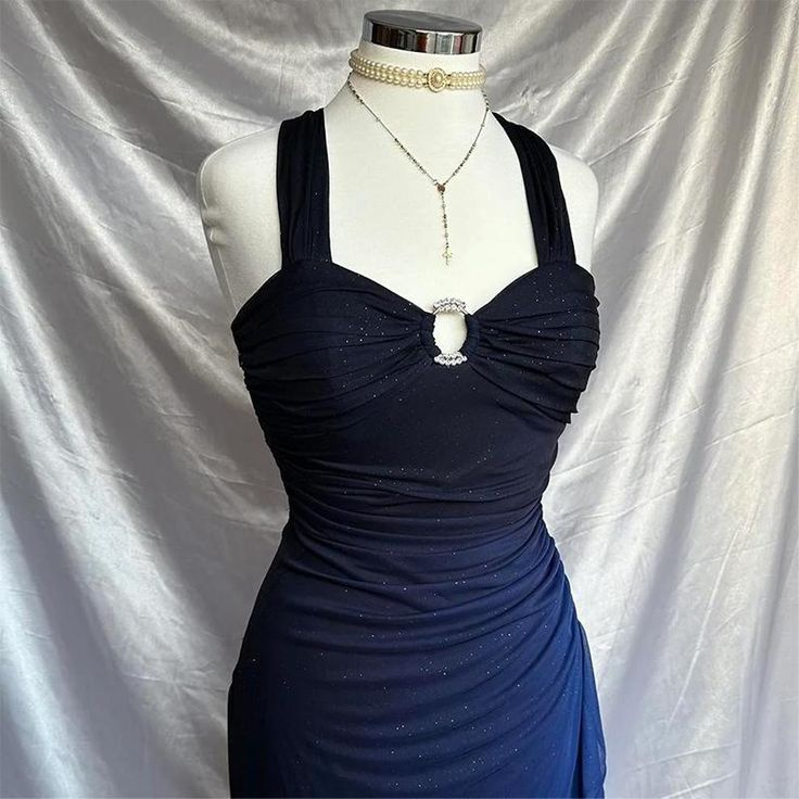 Robe de soirée longue en mousseline de soie à bretelles vintage et volants, DP3814