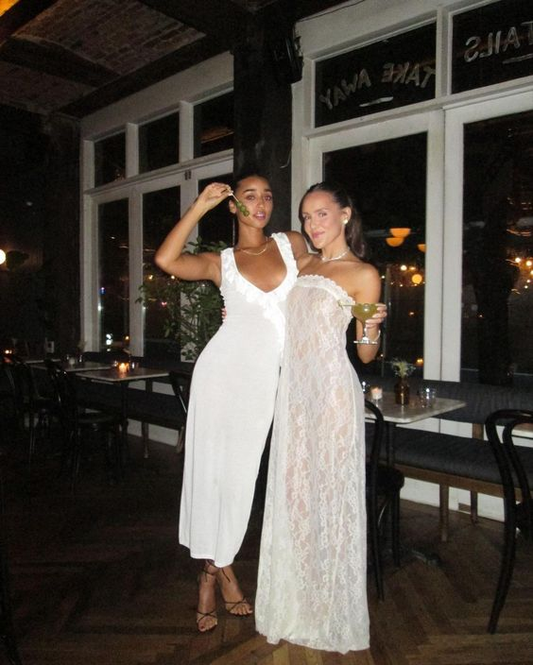 Sexy trägerloses, einzigartiges langes Partykleid aus Spitze, DP2616