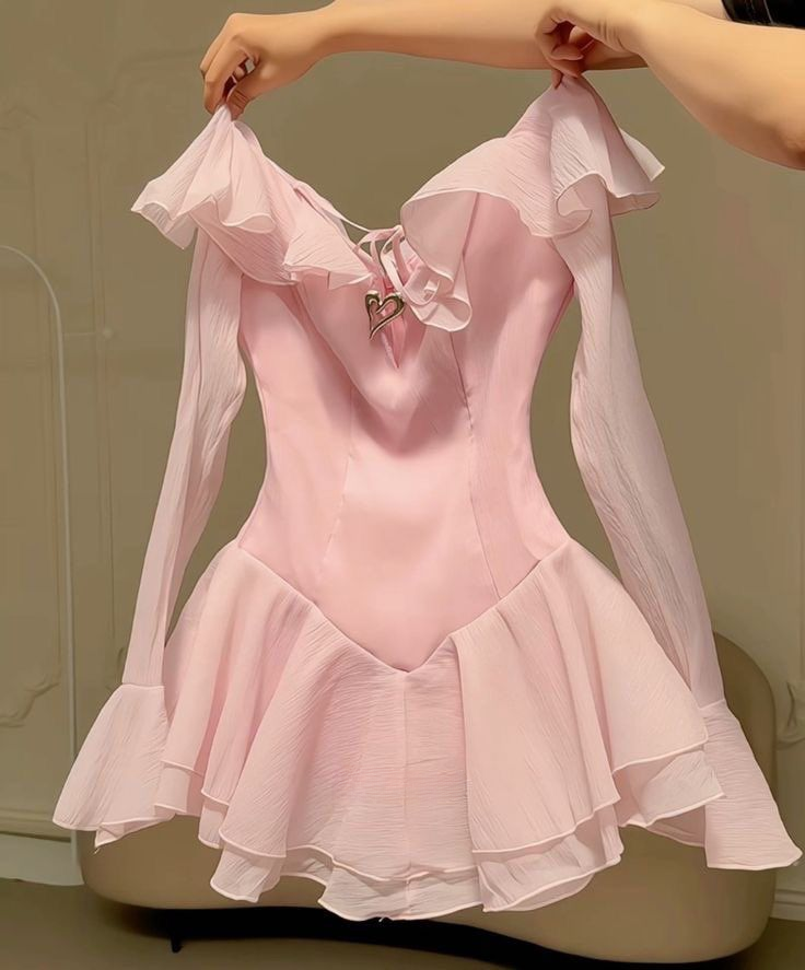 Jolie robe de soirée courte rose en mousseline de soie, col licou, coupe trapèze, tenue d'anniversaire, DP5454