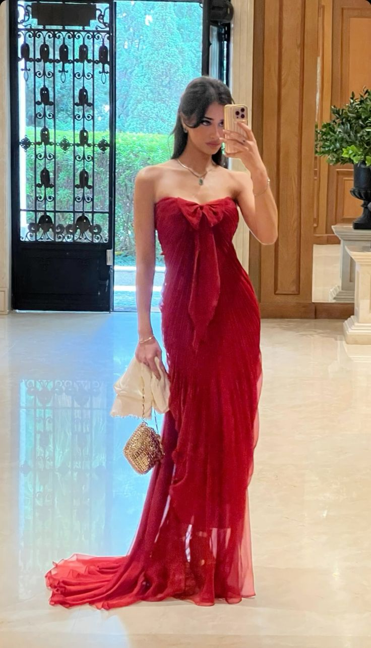 Charmante robe fourreau rouge bustier longue pour soirée, anniversaire, DP3869