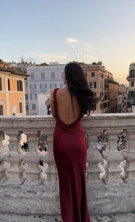 Robe de soirée longue en satin bordeaux, col V, dos nu, style sirène, DP3561