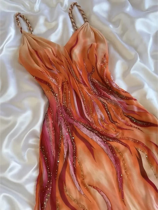 Robe de bal vintage brillante à perles, fourreau, bretelles spaghetti, robe de soirée longue, robe formelle DP6657